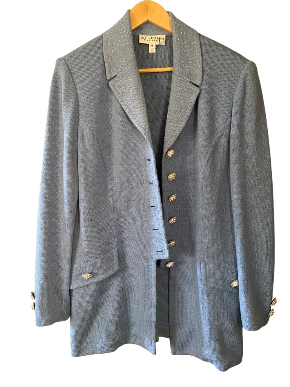 St. John Evening Blue knit Blazer with Rhinestones